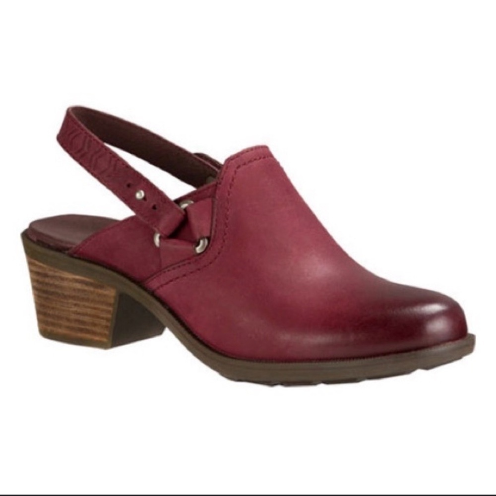 Teva Foxy Slingback Clog Burgundy Leather Women's Size 8